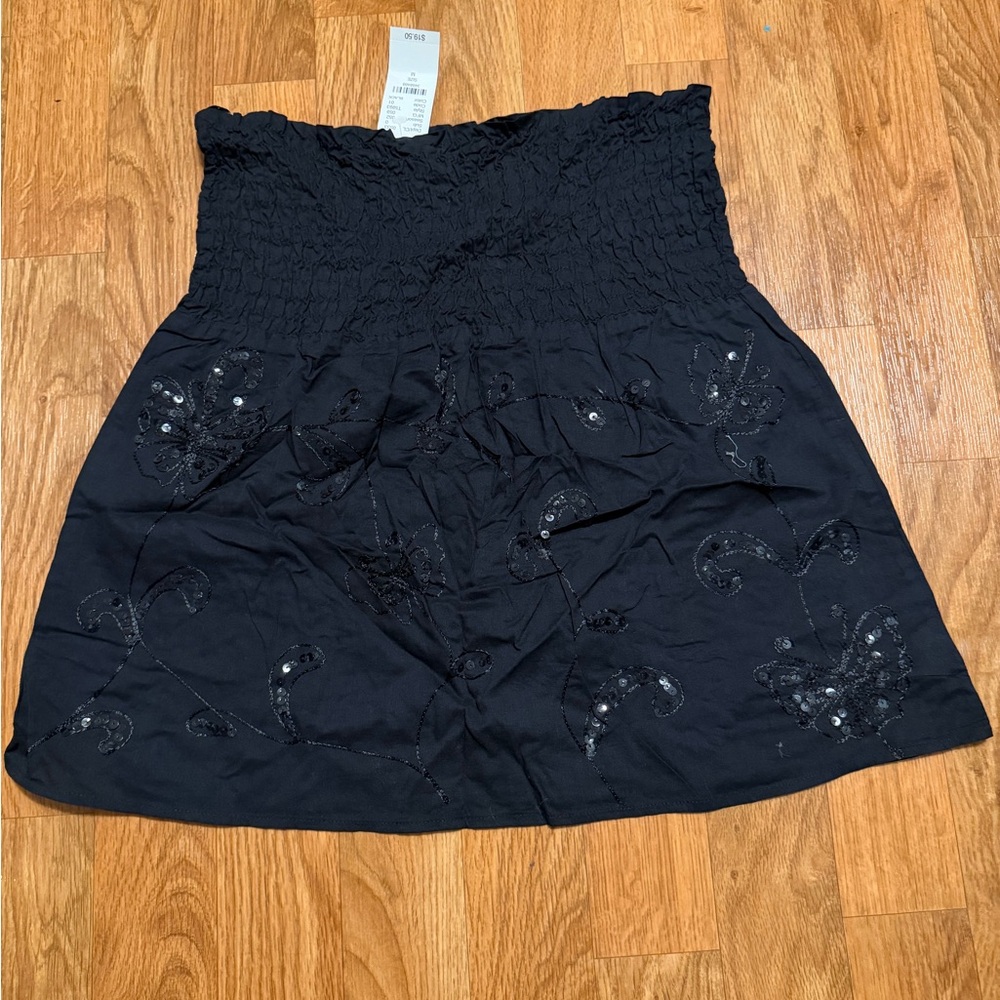 Anchor Blue Black Textured Top